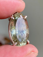 Green Amethyst (Prasiolite ) Sterling Silver Oval Pendant
