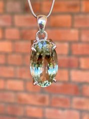 Green Amethyst (Prasiolite ) Sterling Silver Oval Pendant