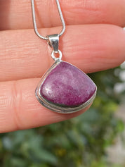 Teardrop African Ruby Pendant: Sterling Silver Necklace, July Birthstone