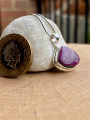 Teardrop African Ruby Pendant: Sterling Silver Necklace, July Birthstone