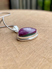 Teardrop African Ruby Pendant: Sterling Silver Necklace, July Birthstone