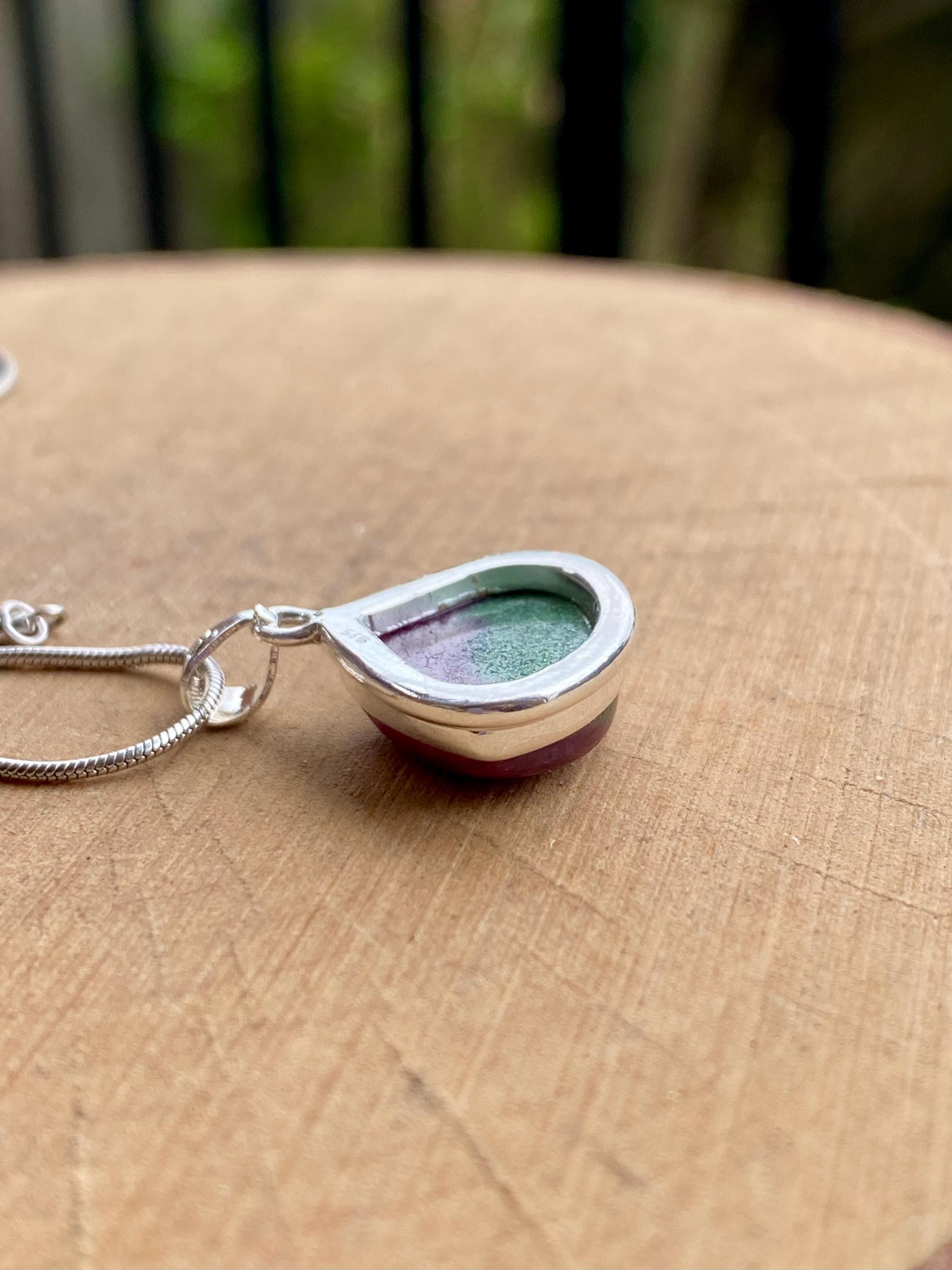 Teardrop African Ruby Pendant: Sterling Silver Necklace, July Birthstone