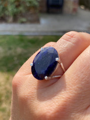 Raw Sapphire and Silver Ring