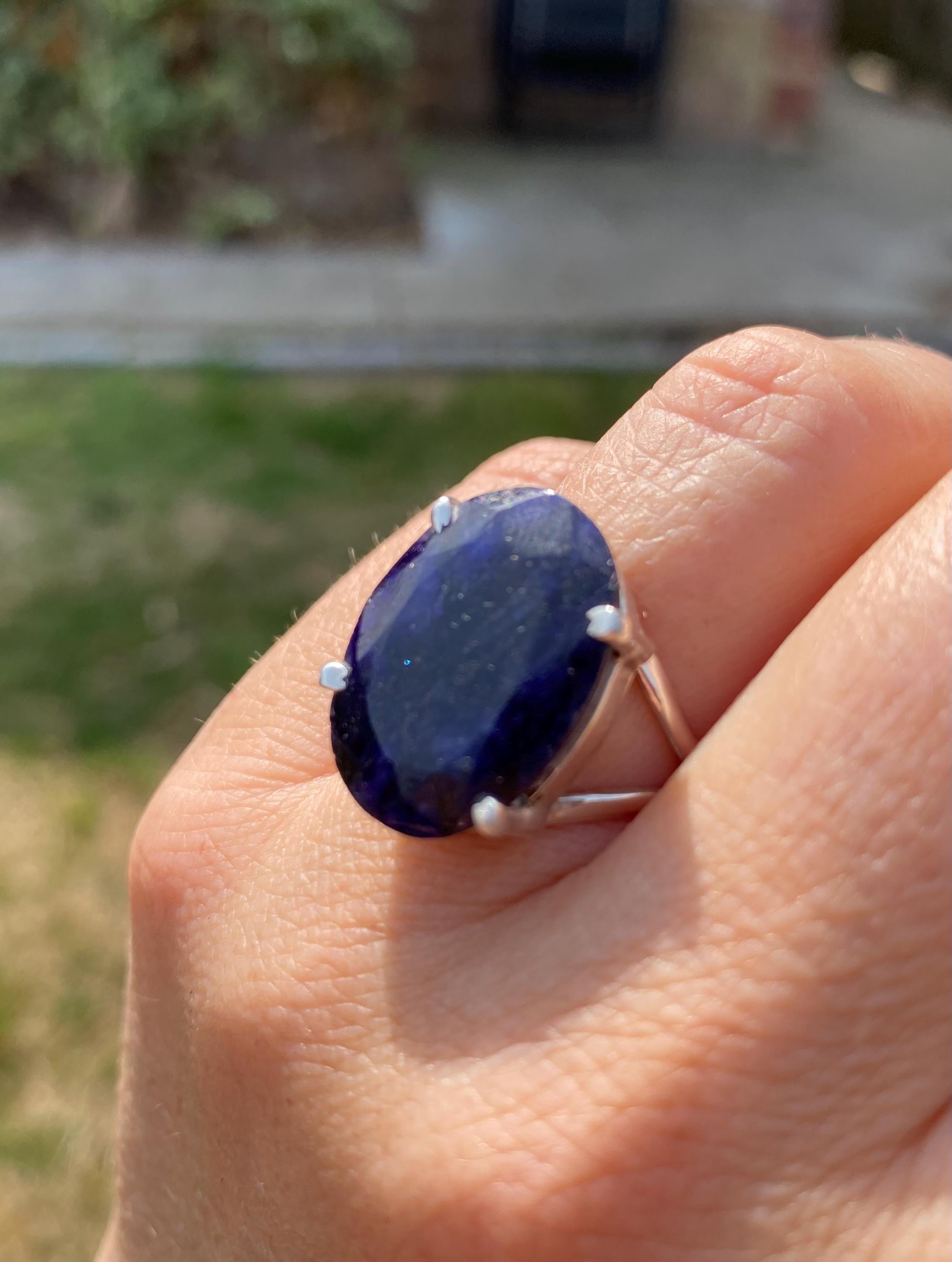 Raw Sapphire and Silver Ring