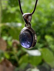 Natural Lolite Sterling Silver Oval Pendant