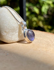 Natural Lolite Sterling Silver Oval Pendant