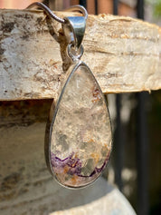 Blue John Silver Teardrop Pendant - Extremely Rare