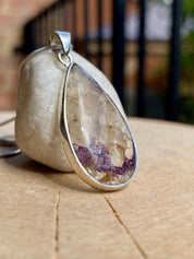 Blue John Silver Teardrop Pendant - Extremely Rare