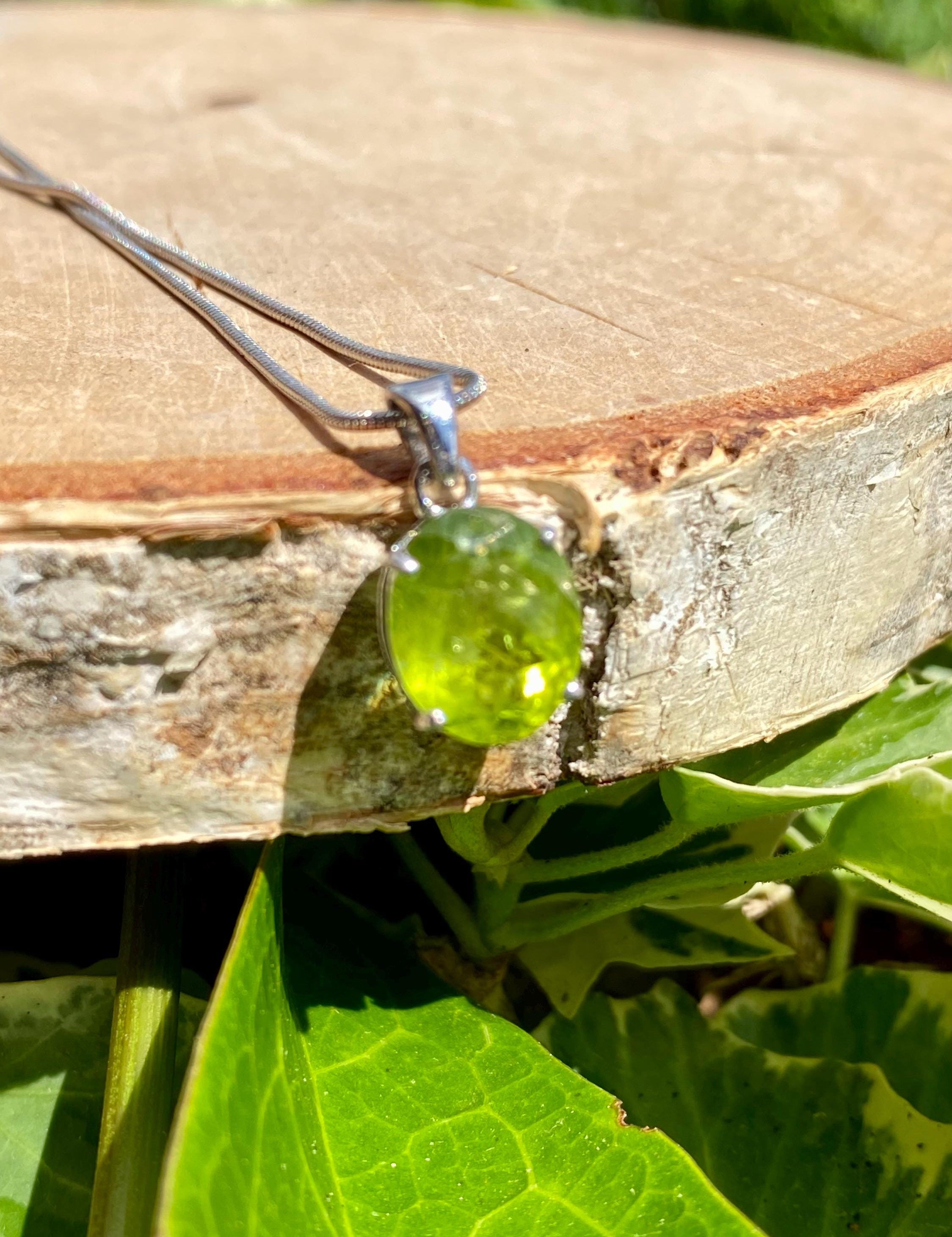 Natural Oval Peridot 925 Sterling Silver Pendant