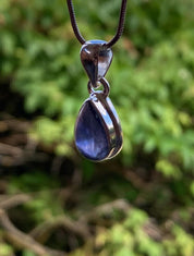 Natural Teardrop Lolite Sterling Silver Pendant
