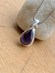 Natural Teardrop Lolite Sterling Silver Pendant