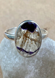Blue John Silver Oval Ring - Extremely Rare
