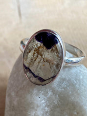 Blue John Silver Oval Ring - Extremely Rare