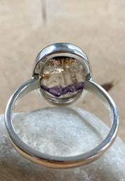 Blue John Silver Oval Ring - Extremely Rare