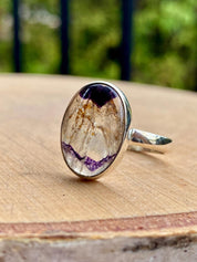 Blue John Silver Oval Ring - Extremely Rare