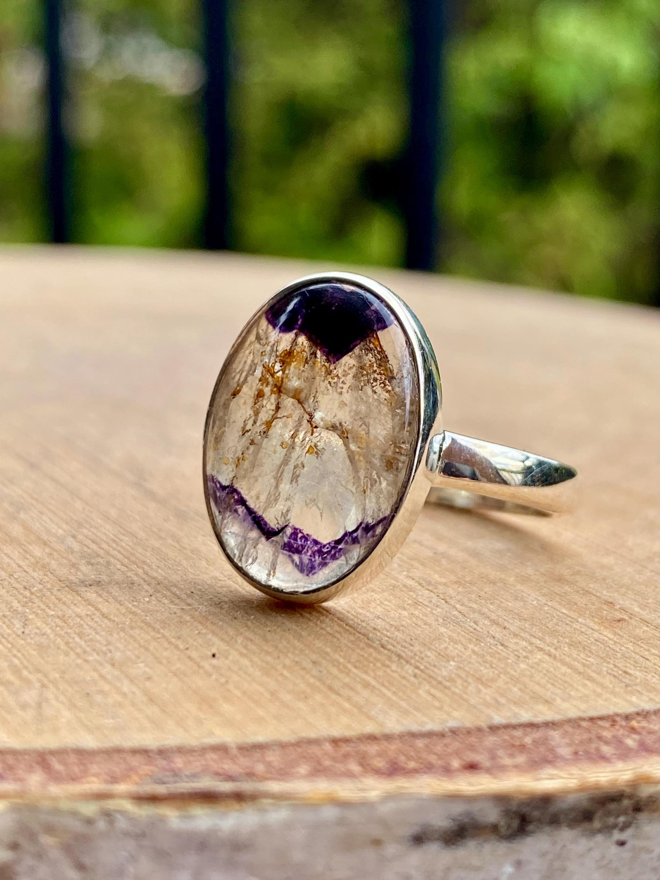 Blue John Silver Oval Ring - Extremely Rare