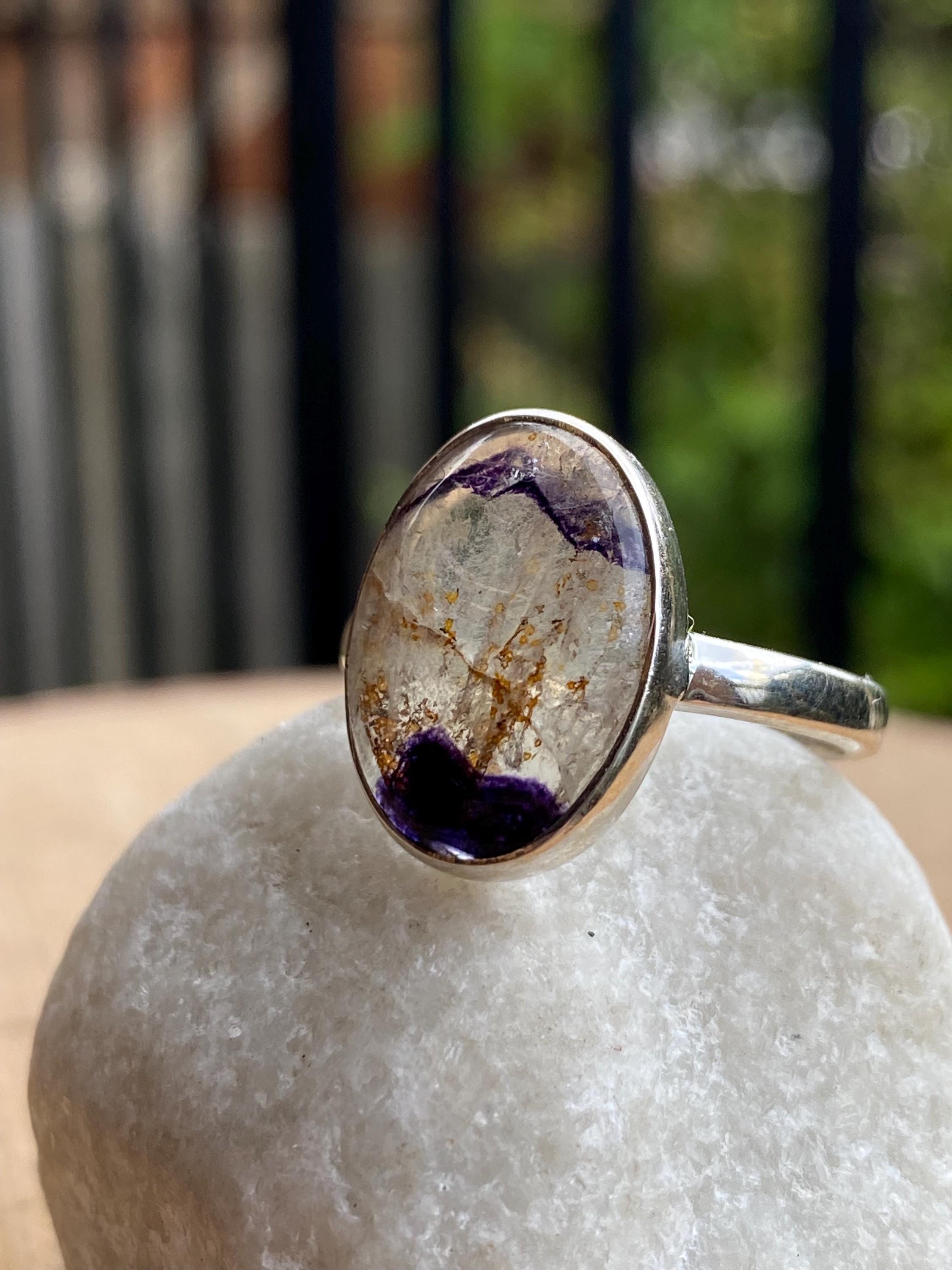 Blue John Silver Oval Ring - Extremely Rare