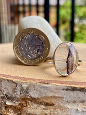 Blue John Silver Oval Ring - Extremely Rare