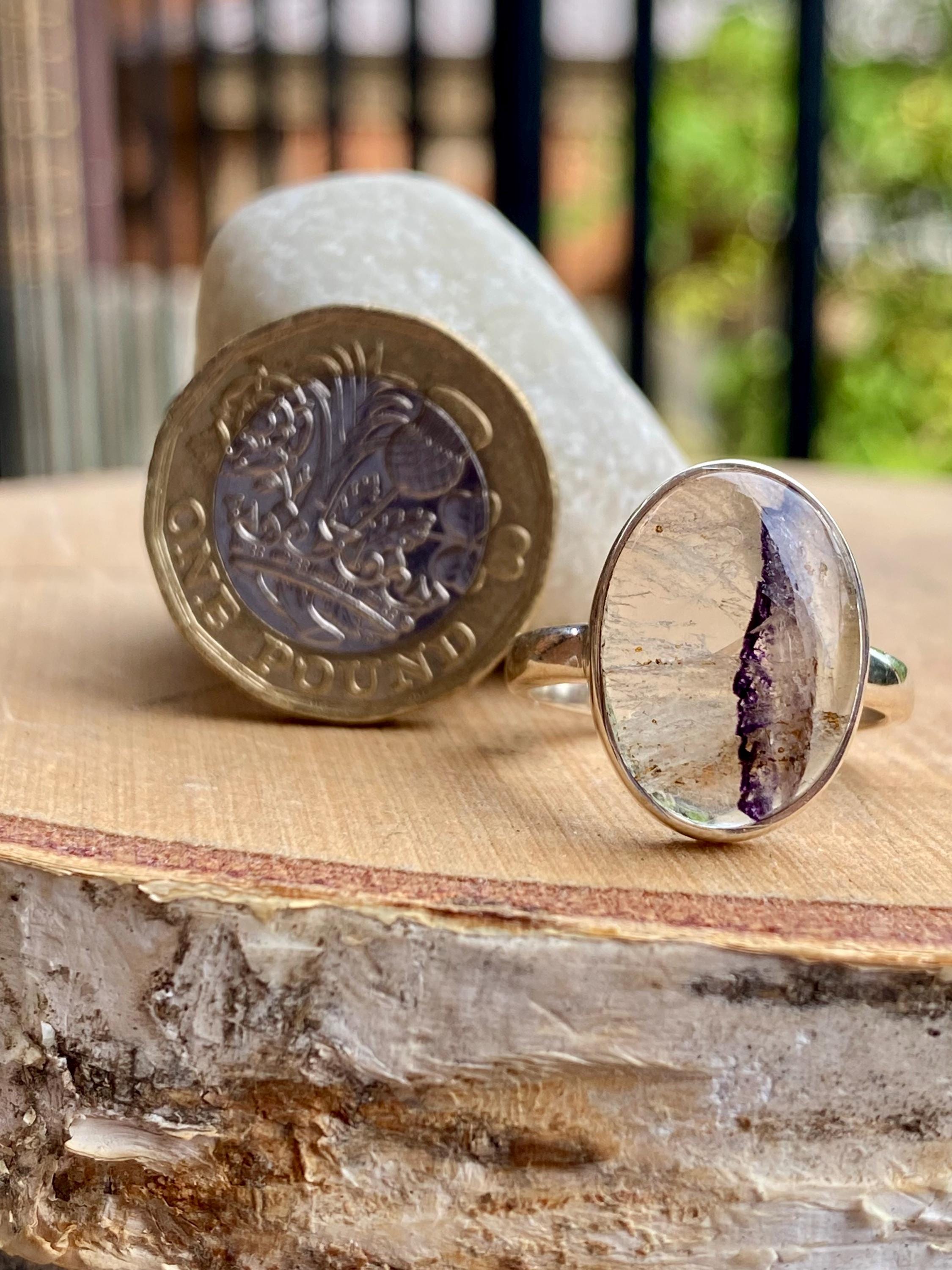 Blue John Silver Oval Ring - Extremely Rare