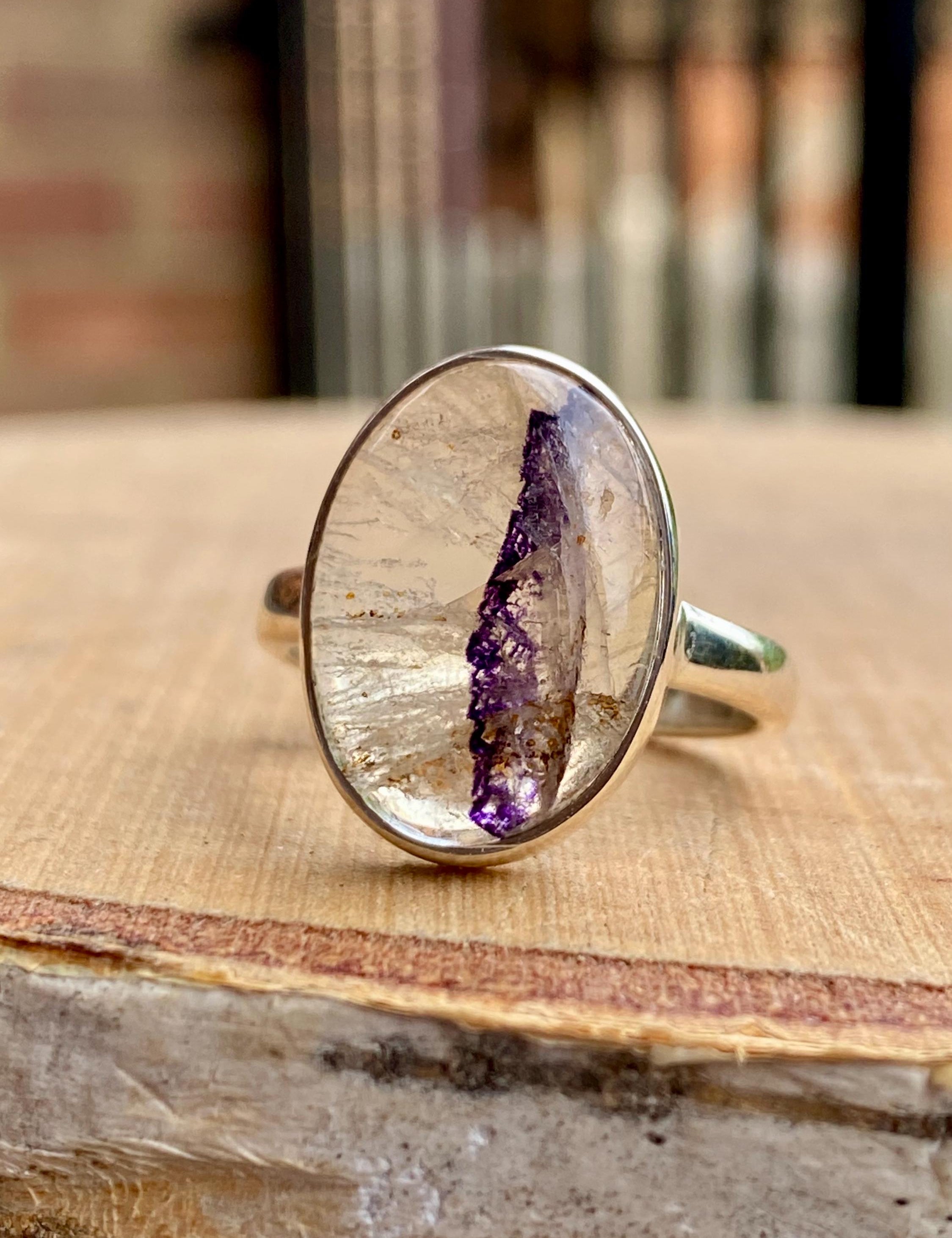 Blue John Silver Oval Ring - Extremely Rare