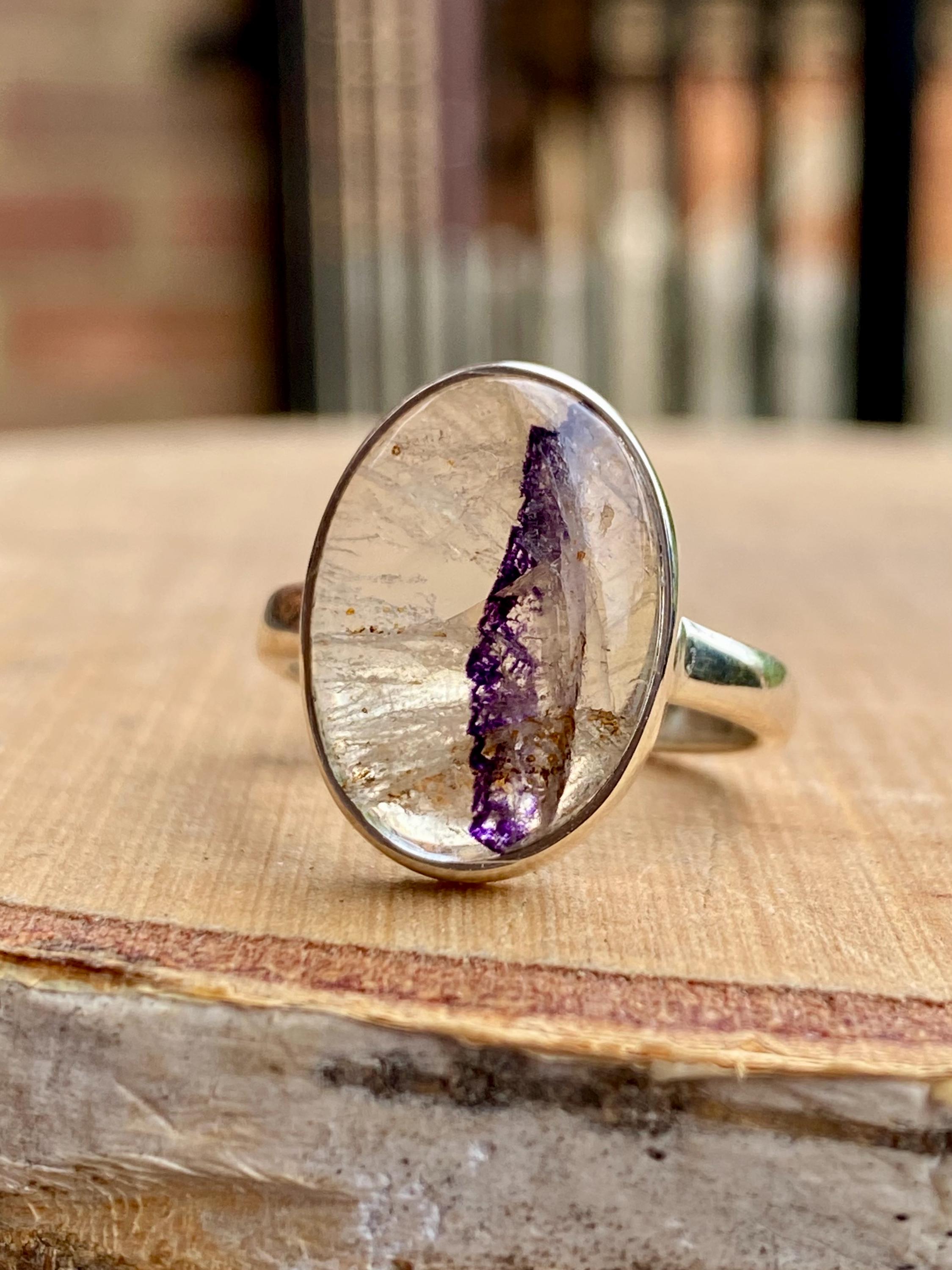 Blue John Silver Oval Ring - Extremely Rare