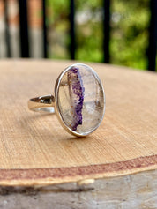 Blue John Silver Oval Ring - Extremely Rare