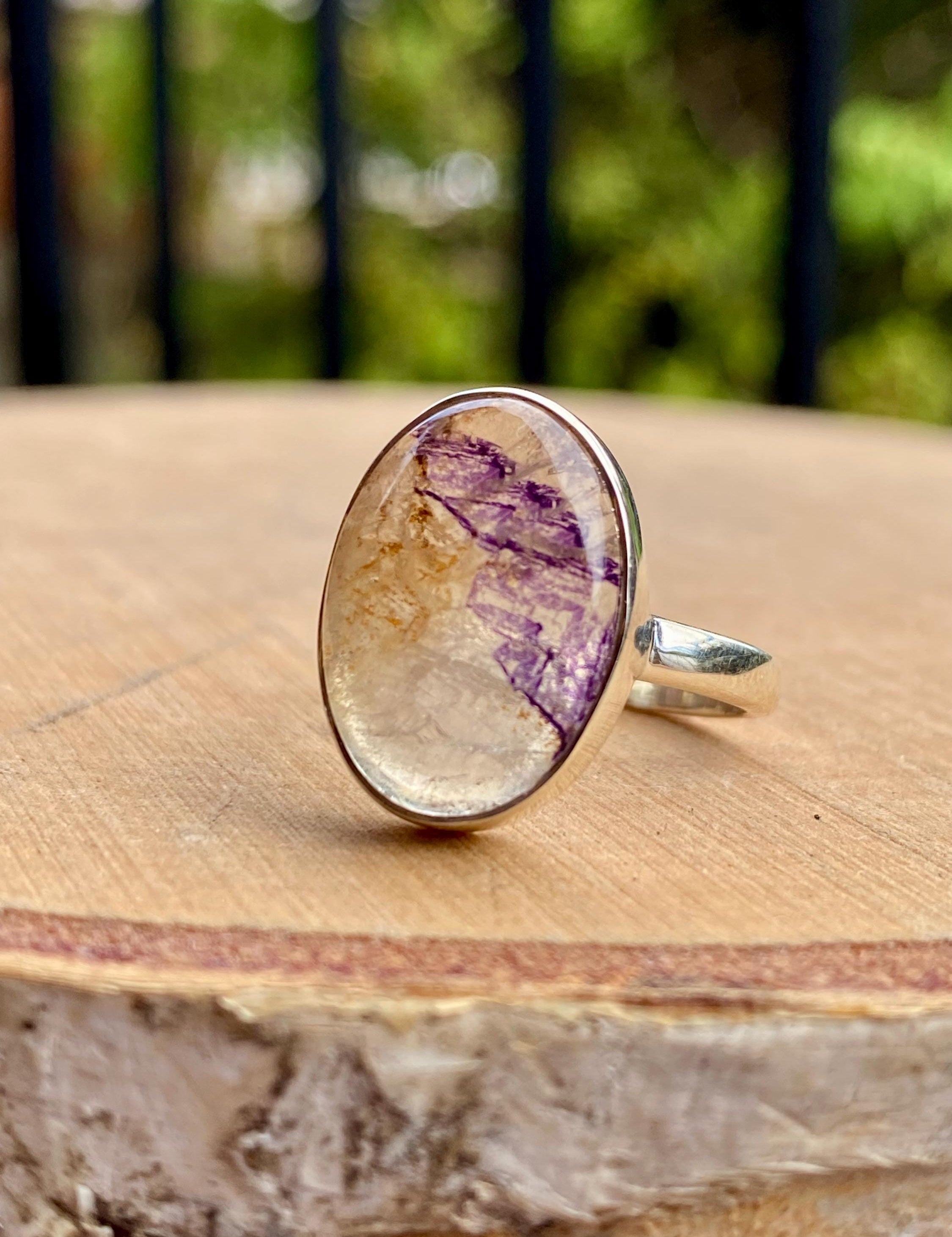Blue John Silver Oval Ring - Extremely Rare