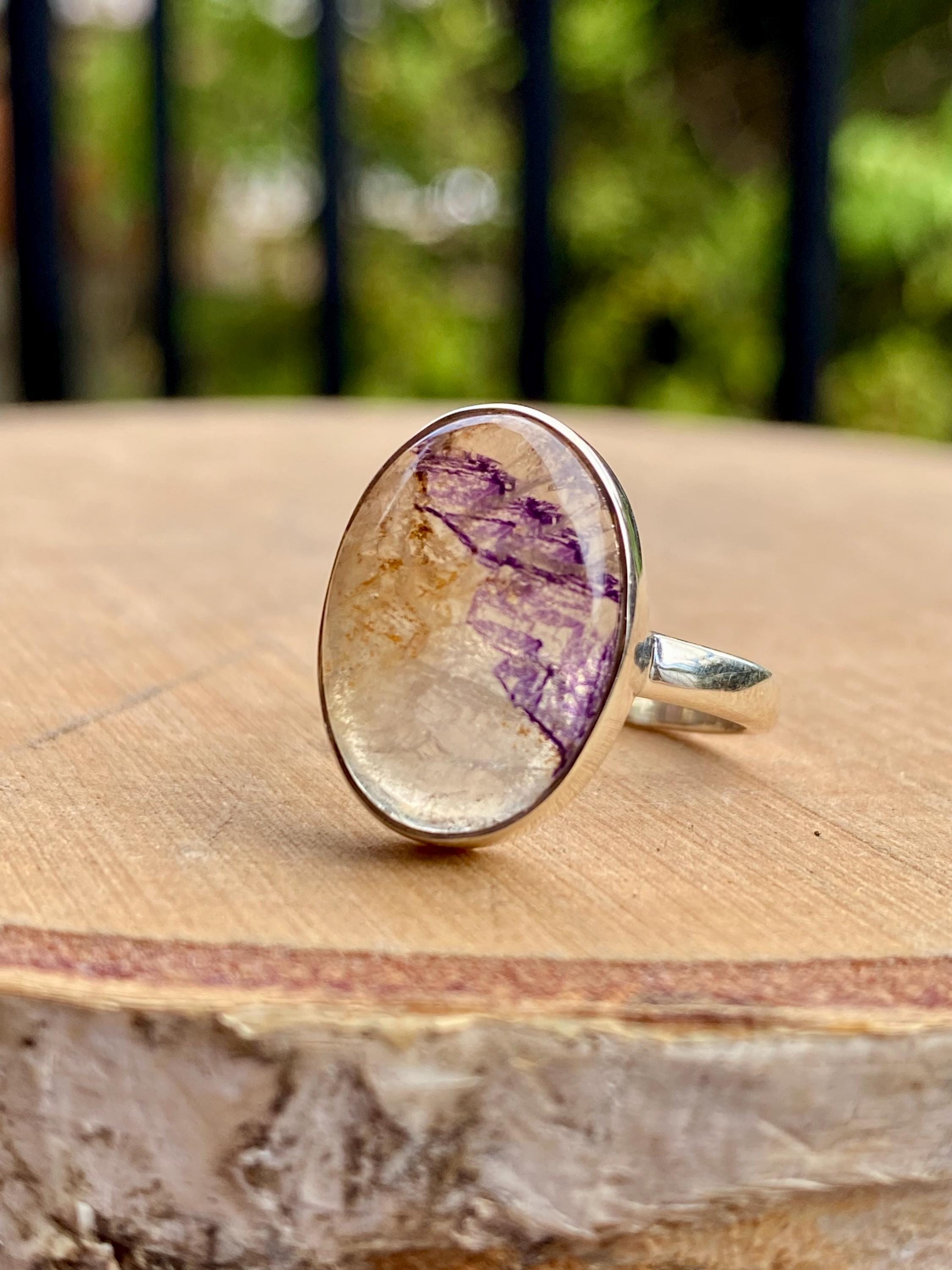 Blue John Silver Oval Ring - Extremely Rare