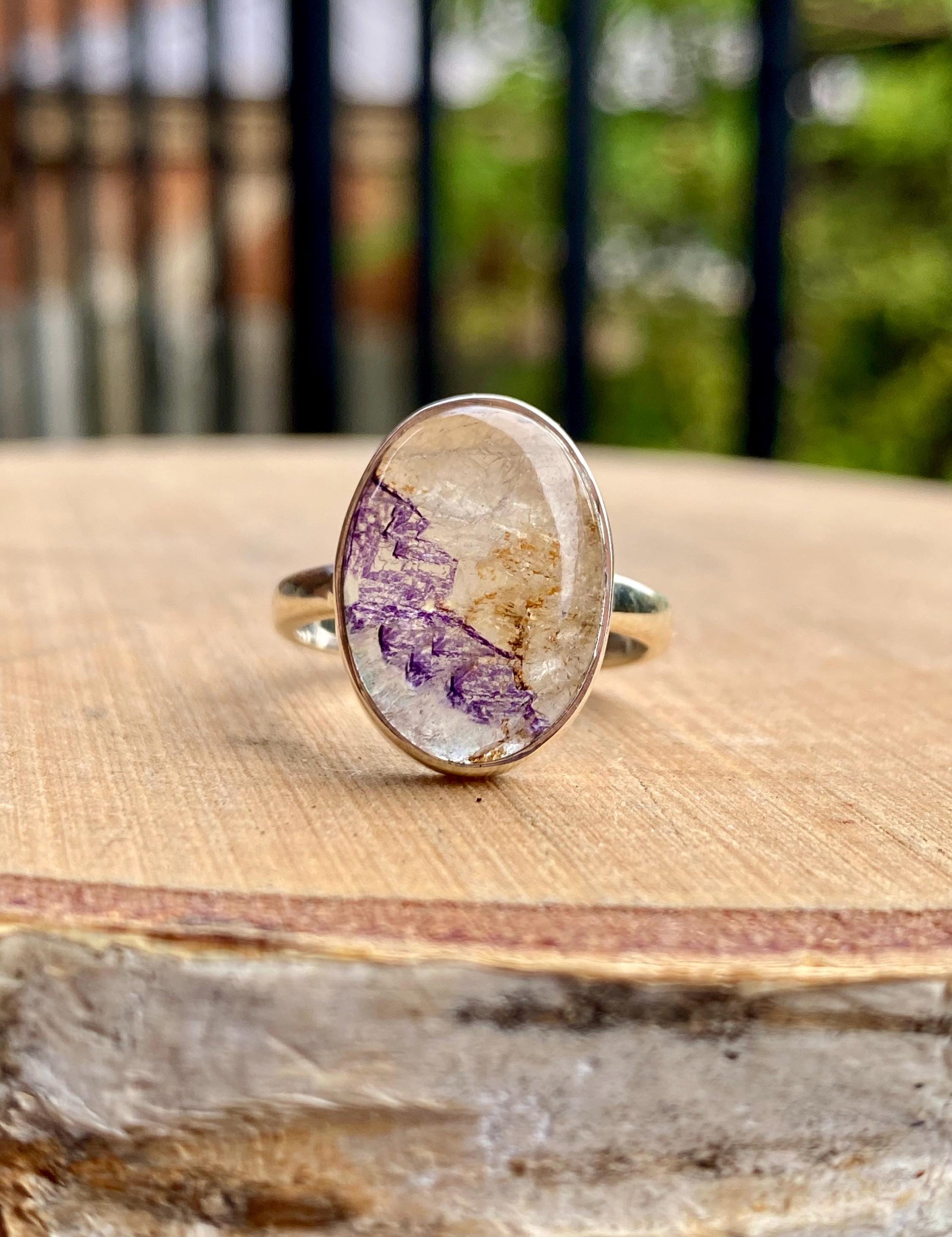 Blue John Silver Oval Ring - Extremely Rare