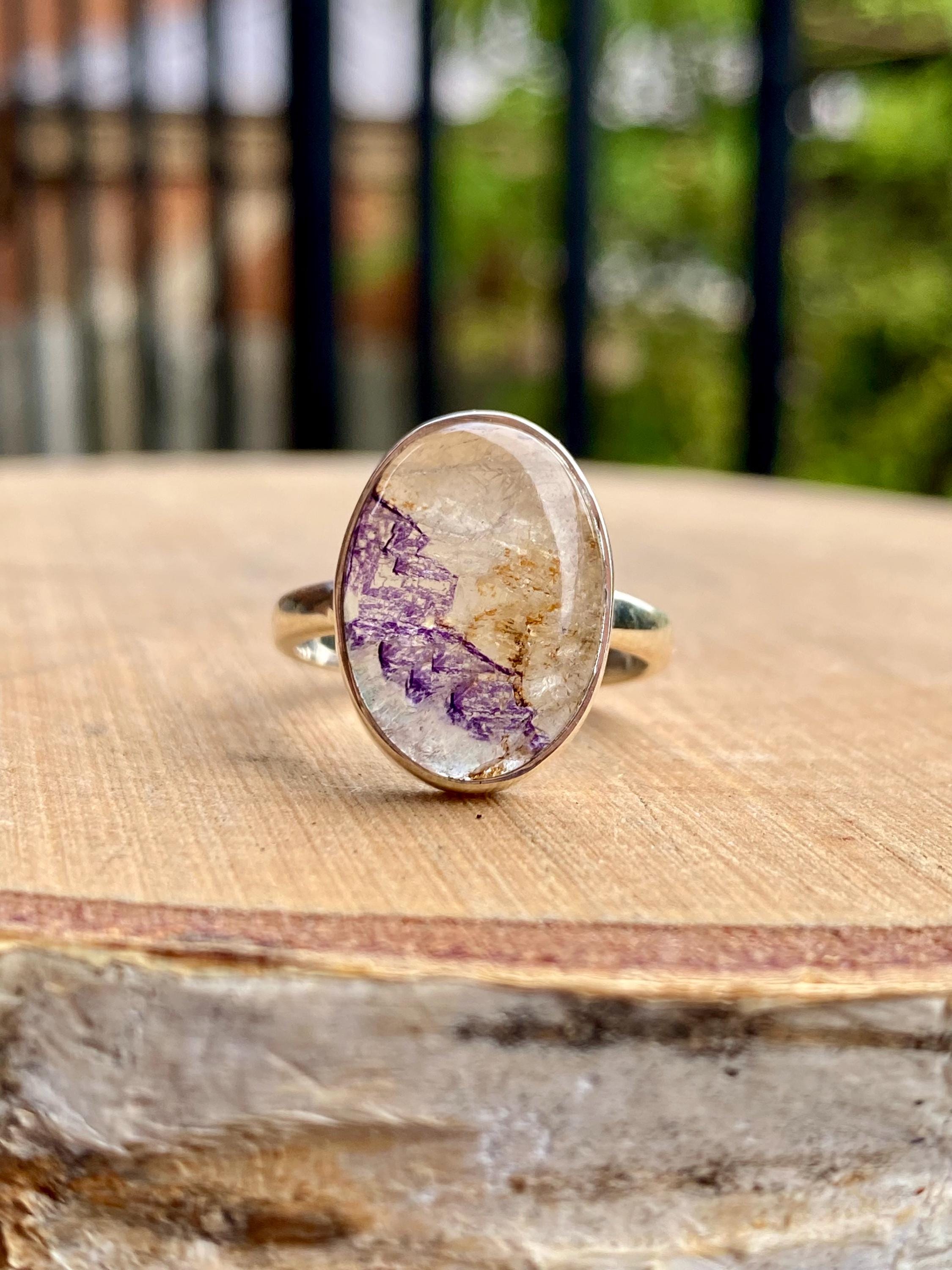 Blue John Silver Oval Ring - Extremely Rare