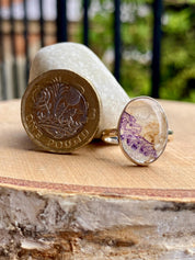 Blue John Silver Oval Ring - Extremely Rare