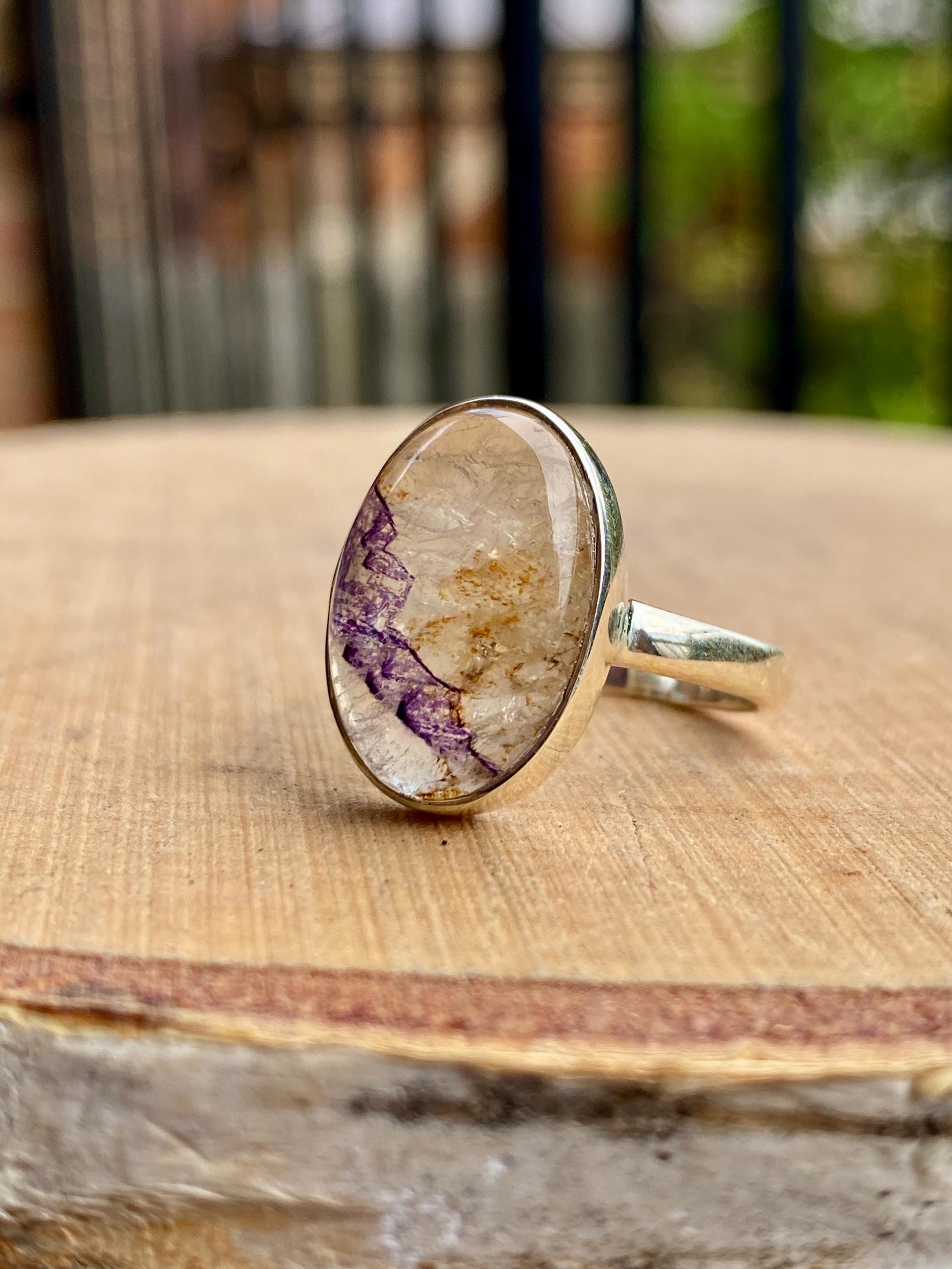 Blue John Silver Oval Ring - Extremely Rare