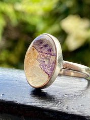 Blue John Silver Oval Ring - Extremely Rare