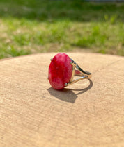 Raw Ruby and Silver Ring (A1)
