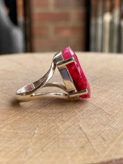 Raw Ruby and Silver Ring (A1)