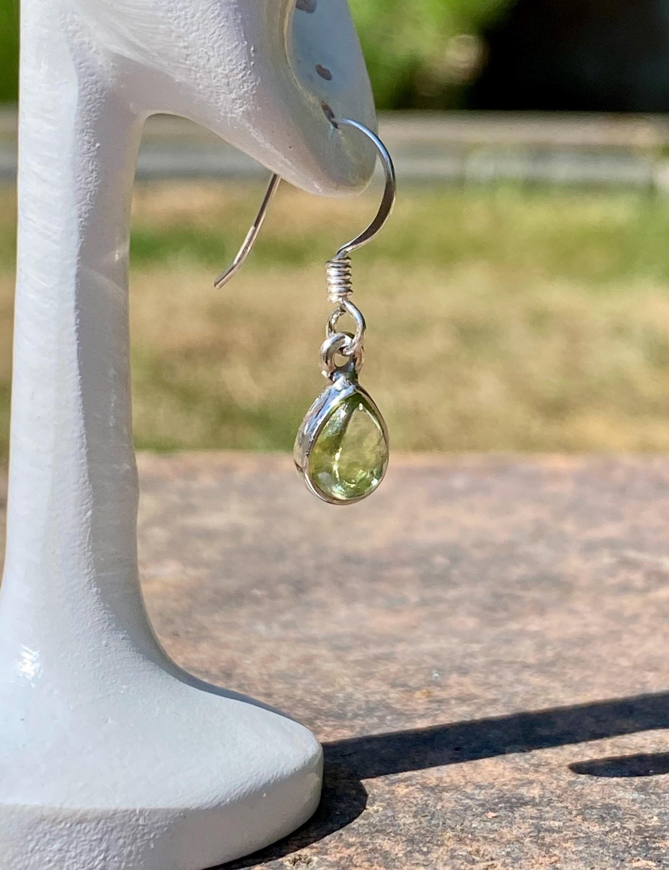 Teardrop Peridot 925 Sterling Silver Dangle Earrings