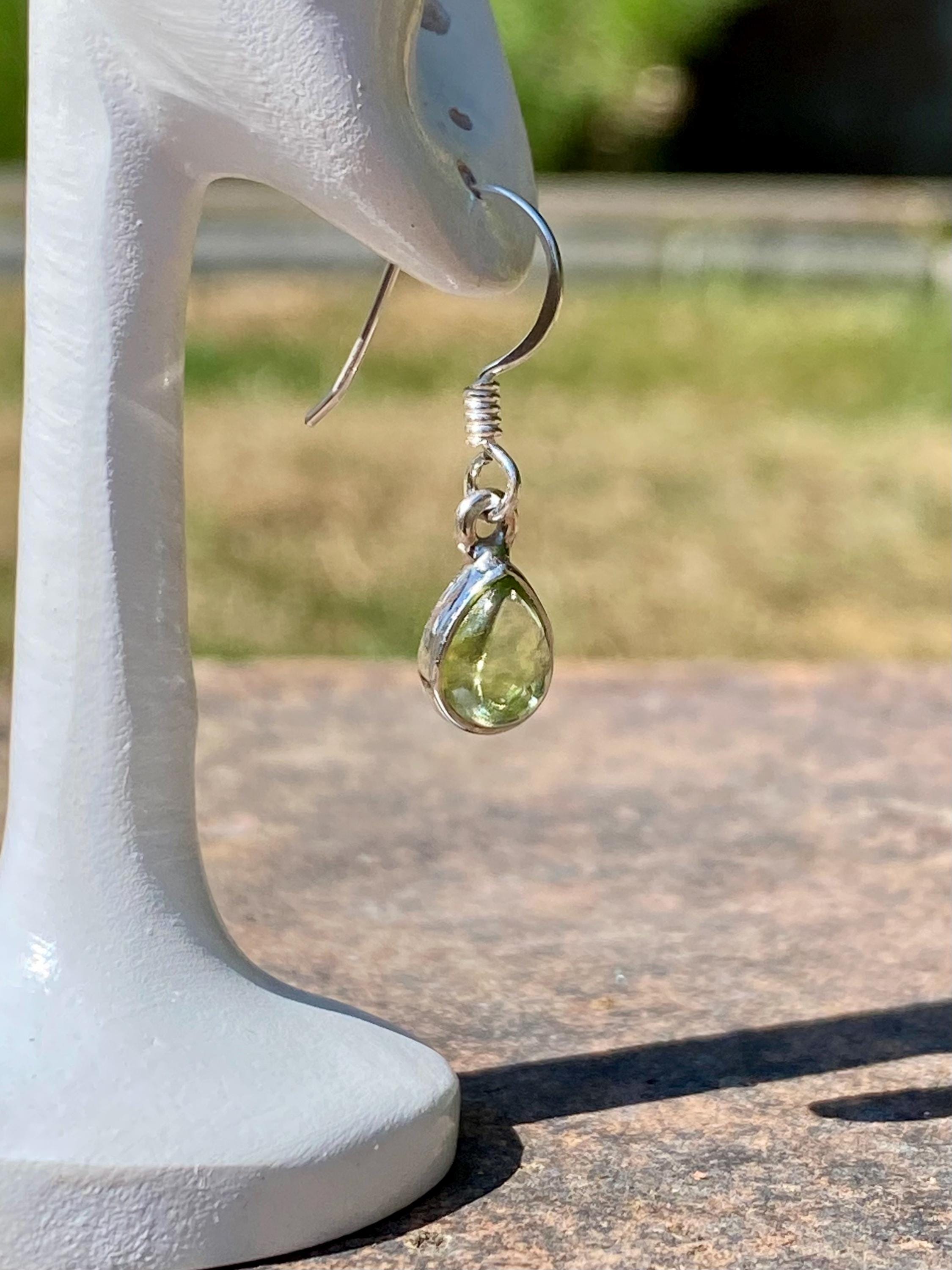 Teardrop Peridot 925 Sterling Silver Dangle Earrings