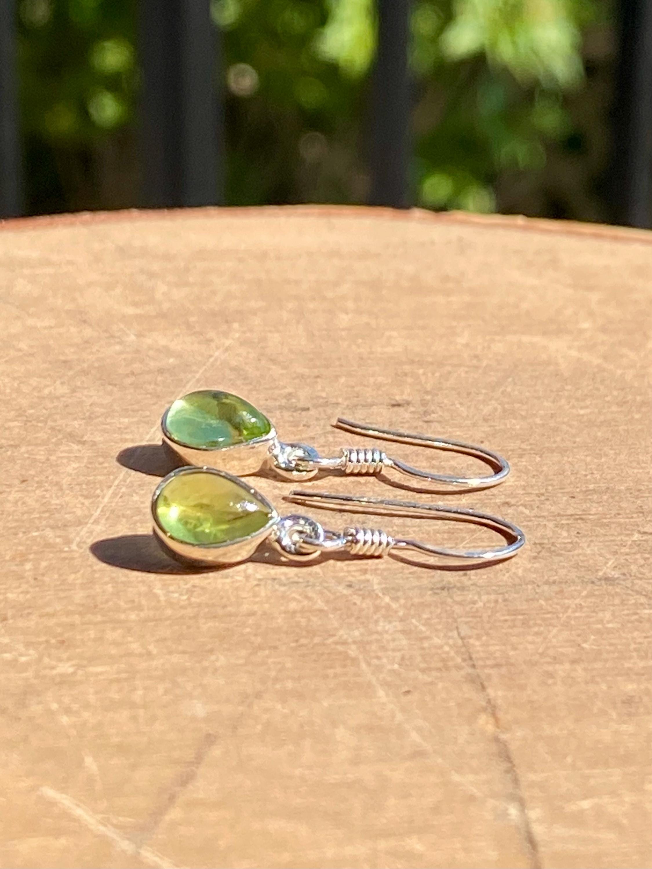 Teardrop Peridot 925 Sterling Silver Dangle Earrings