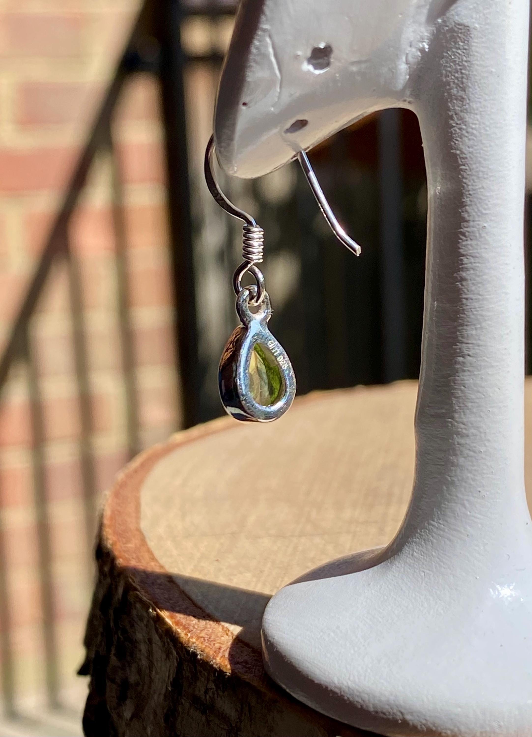 Teardrop Peridot 925 Sterling Silver Dangle Earrings