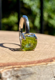 Princess Cut Peridot 925 Sterling Silver Ring