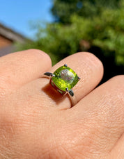 Princess Cut Peridot 925 Sterling Silver Ring