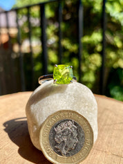 Princess Cut Peridot 925 Sterling Silver Ring