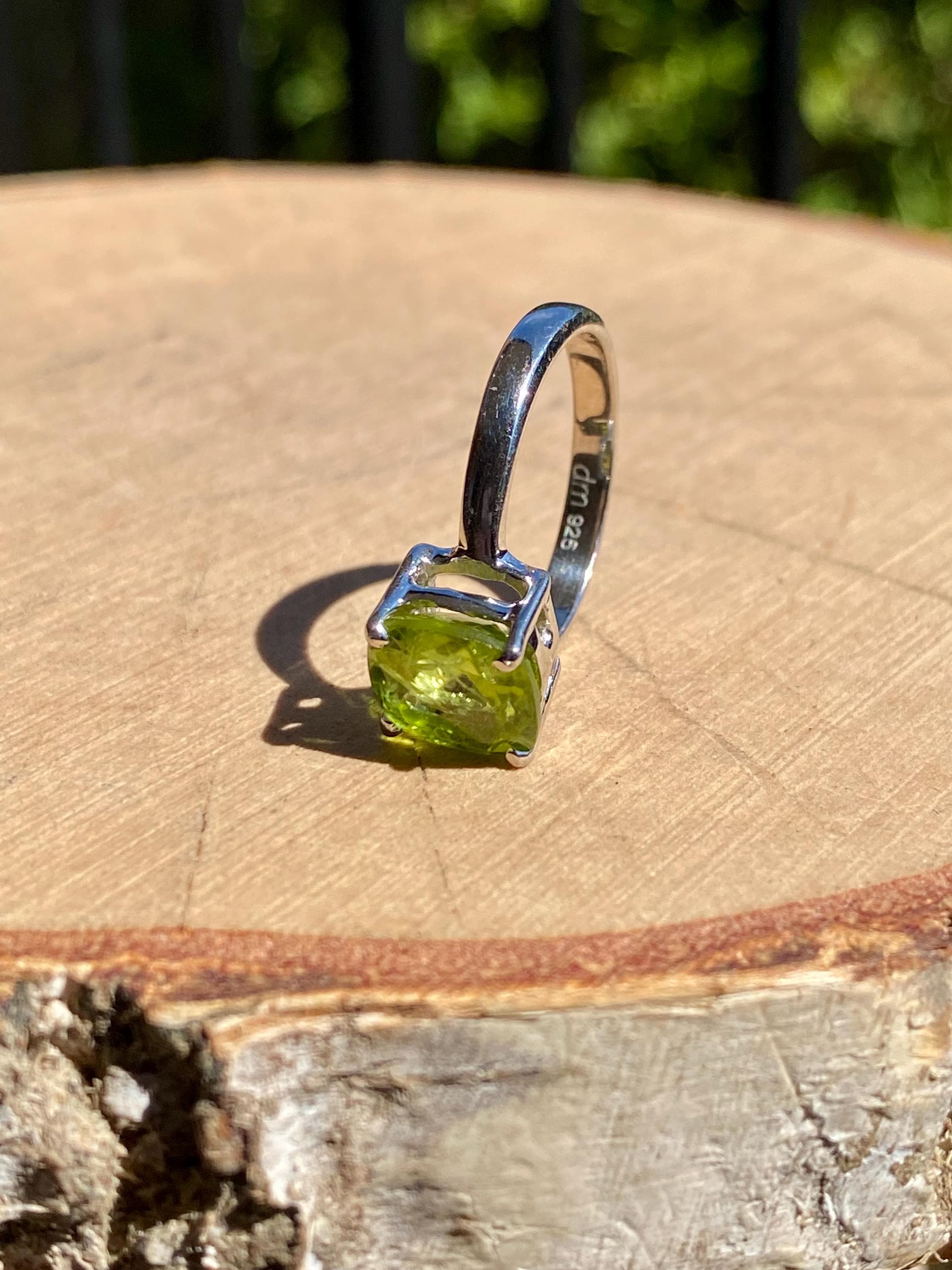 Princess Cut Peridot 925 Sterling Silver Ring