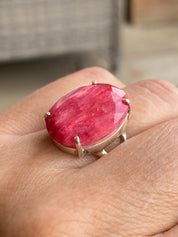 Raw Ruby and Silver Ring (AA)