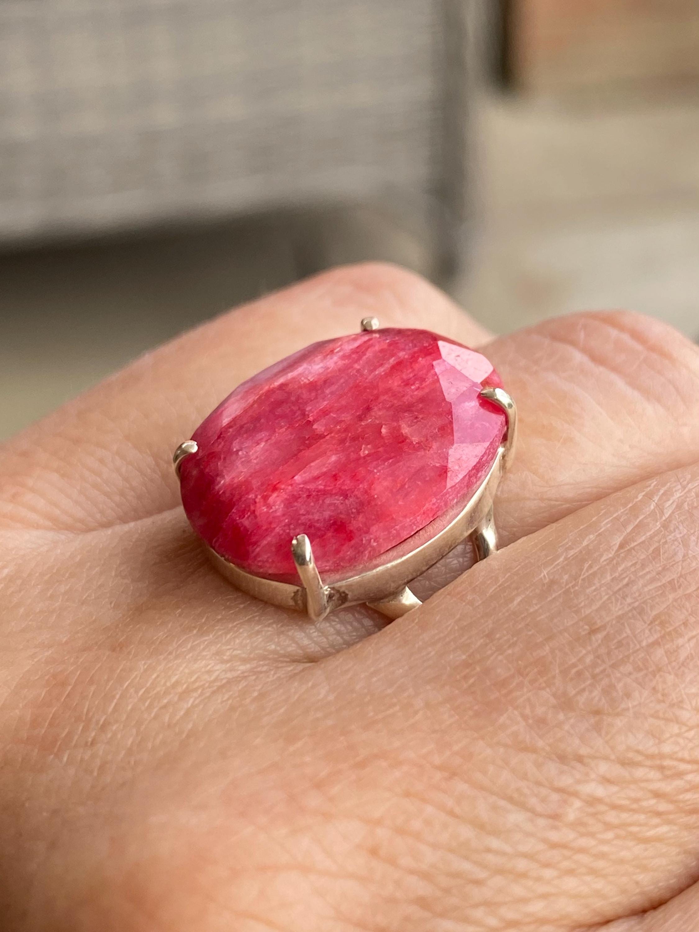 Raw Ruby and Silver Ring (AA)