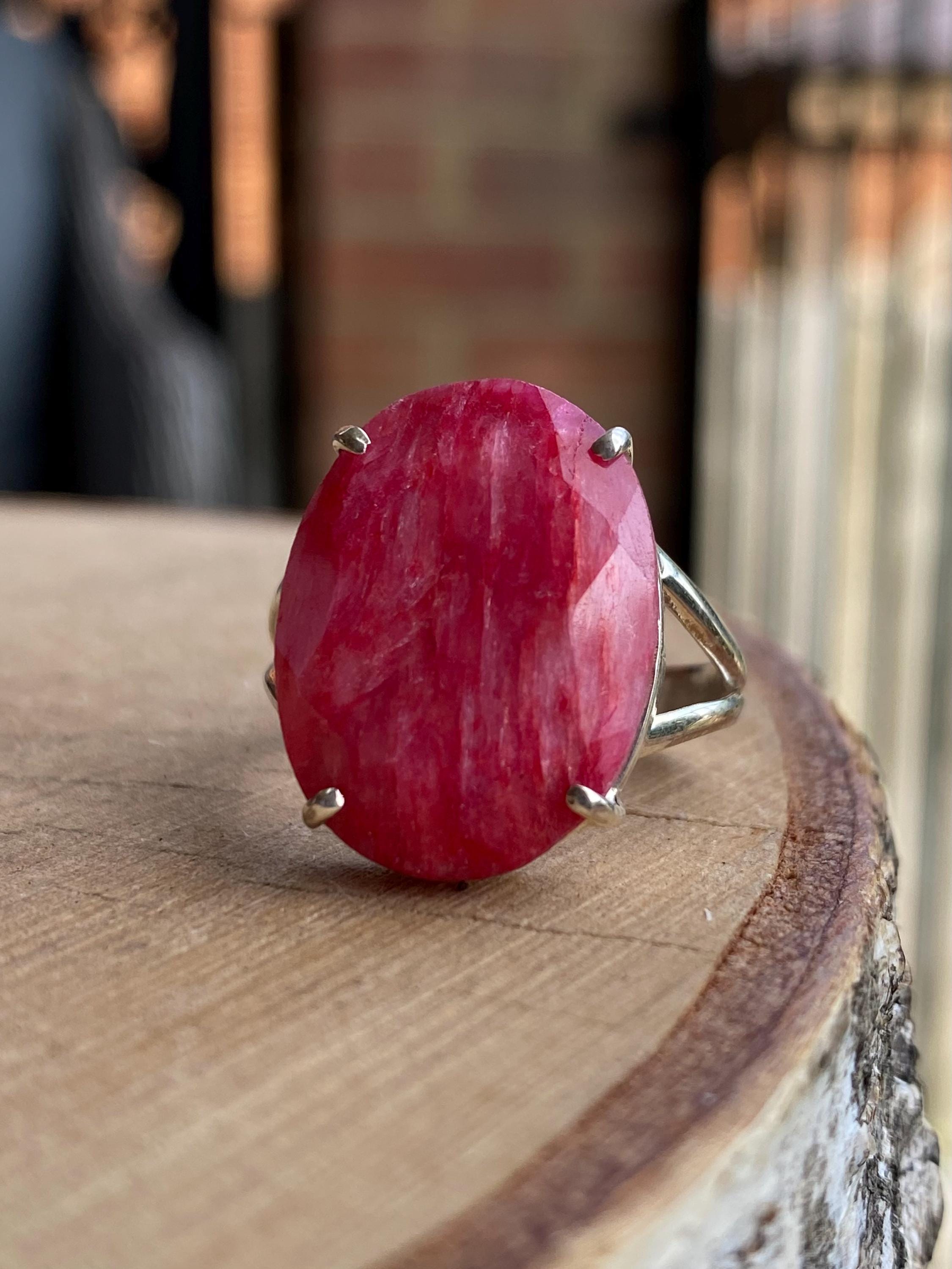 Raw Ruby and Silver Ring (AA)
