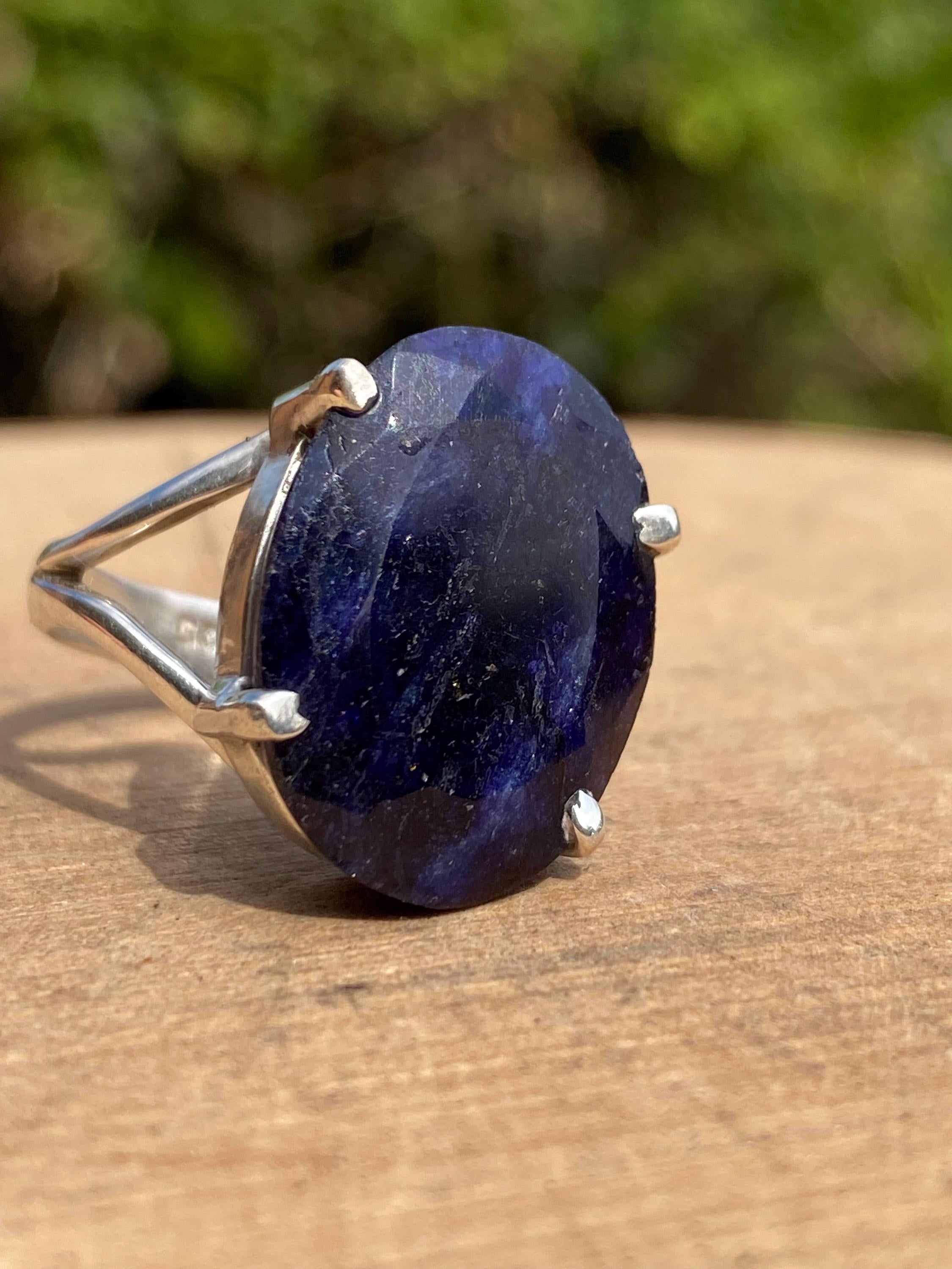 Raw Sapphire and Silver Ring