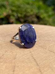 Raw Sapphire and Silver Ring