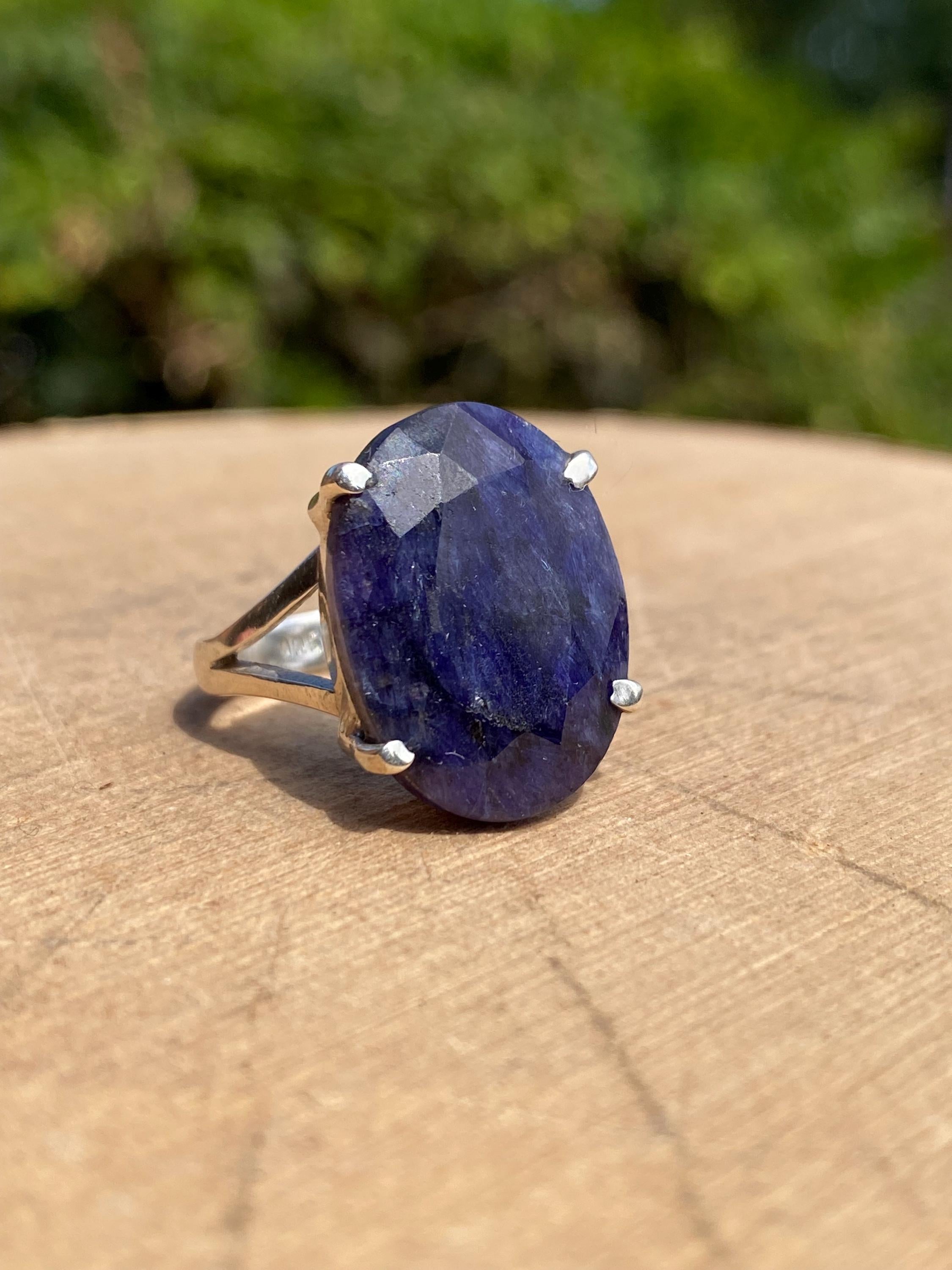 Raw Sapphire and Silver Ring
