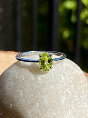Oval Cut Peridot 925 Sterling Silver Ring